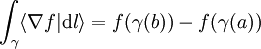 \int_\gamma \langle \nabla f|\mathrm dl\rangle =f(\gamma(b))-f(\gamma(a))