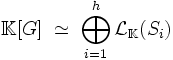 \mathbb K[G] \; \simeq \; \bigoplus_{i=1}^h \mathcal L_{\mathbb K}(S_i)