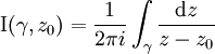  \operatorname{I}(\gamma, z_0) = \frac{1}{2\pi i} \int_{\gamma} \frac{\mathrm dz}{z-z_0}