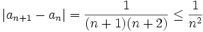 |a_{n+1}-a_n| = \frac{1}{(n+1)(n+2)} \le \frac{1}{n^2}