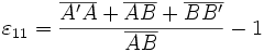 \varepsilon_{11} = \frac{\overline{A'A} + \overline{AB} + \overline{BB'}}{\overline{AB}} - 1