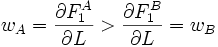 w_A=\frac{\partial F_1^A}{\partial L}>\frac{\partial F_1^B}{\partial L}=w_B