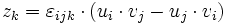 z_k = \varepsilon_{ijk} \cdot (u_i\cdot v_j - u_j\cdot v_i )