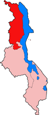 Localisation de la région Nord (en rouge) à l'intérieur du Malawi