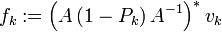 f_k:= \left( A \left(1- P_k \right) A^{-1} \right)^* v_k