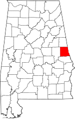 Localisation du comté de Chambers (en rouge) dans l'Alabama