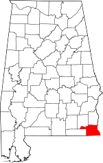 Localisation du comté de Houston (en rouge) dans l'Alabama