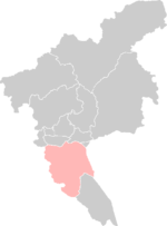 Localisation du district de Panyu dans la préfecture de Guangzhou (en rose)
