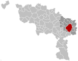Localisation de Charleroi dans l'arrondissement de Charleroi et la Province de Hainaut