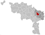 Situation de la commune dans l'arrondissement de Charleroi et la province de Hainaut