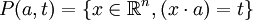 P(a,t)=\{x\in\mathbb R^n, (x\cdot a)=t\}