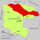 Localisation de Chiva dans la comarque de Chiva-Hoya de Buñol