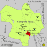 Localización de La Eliana respecto a la comarca del Campo de Turia