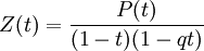 Z(t) = \frac{P(t)}{(1 - t)(1 - qt)}\,