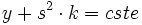 y + s^2\cdot k = cste