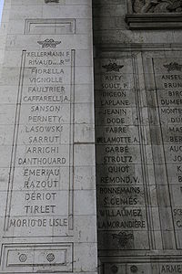 21e colonne de l’Arc de Triomphe de l’Etoile.