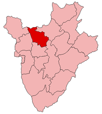 Localisation de la province de Kayanza (en rouge) à l'intérieur du Burundi