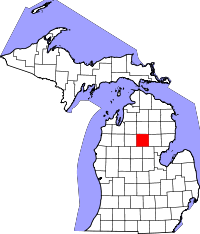 Localisation du comté de Roscommon sur la carte du Michigan