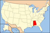 Localisation de l'Alabama (en rouge) aux États-Unis