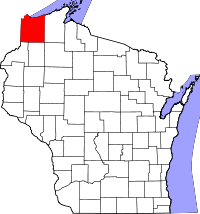Map of Wisconsin highlighting Douglas County.svg