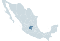 Localisation de l'État de Guanajuato (en rouge) à l'intérieur du Mexique