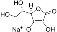 Structure du L-ascorbate de sodium.