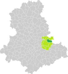 Sur la carte de la Haute-Vienne, position de la commune et du canton de Saint Léonard-de-Noblat