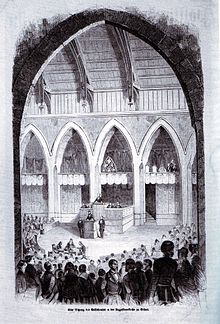 Siège de l'assemblée d'Erfuhrt dans l'église St Augustin, 1850