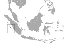 Carte d'Indonésie avec des îles à l'ouest de Sumatra en vert