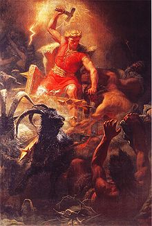 La bataille de Thor contre les géants, réalisé en 1872 par Mårten Eskil Winge.