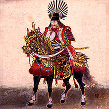 Dessin deToyotomi Hideyoshi sur son cheval