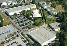 Vue aérienne des bâtiments d'Horiba Medical Montpellier
