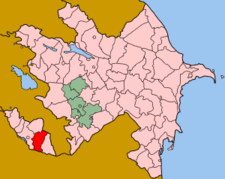 Localisation du raion de Culfa (en rouge) à l'intérieur de l'Azerbaïdjan