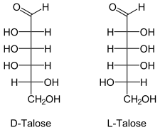 Structure linéaire de D-(+)-Talose & L-(−)-Talose