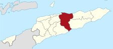 Localisation du district de Manatuto (en rouge) à l'intérieur du Timor oriental