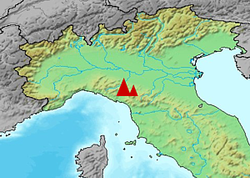 Carte de localisation des Alpes apuanes.