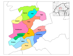 Situation de la province de Boulkiemdé (en rouge) au Burkina Faso