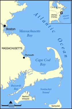 Carte de la baie du Massachusetts.