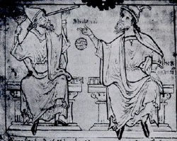 Hermann de Reichenau (à droite) avec un Astrolabe