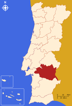 Localisation du district d'Évora