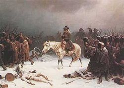Napoléon se retire de Moscou, peinture par Adolph Northern (XIXe siècle)
