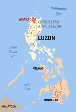 Localisation de la province d'Apayao (en rouge) dans les Philippines.