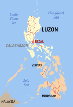 Localisation de la province de Rizal (en rouge) dans les Philippines.