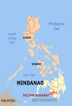 Localisation de la province de Sultan Kudarat (en rouge) dans les Philippines.