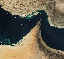 Photo satellite du détroit d'Ormuz.