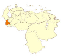Localisation de l'État de Táchira
