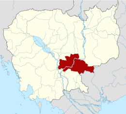 Localisation de la province de Kampong Cham au Cambodge.