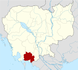 Localisation de la province de Kampot au Cambodge.