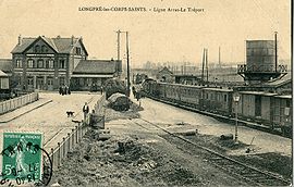 La gare de Longpré vers 1910. Elle était alors une gare importante, située au coeur d'une bifurcation de plusieurs lignes