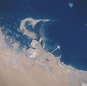 Vue de Al Jubayl de l'espace